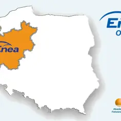 Mapa Polski z zaznaczonym obszarem Enea Operator. Dowiedz się, ile kosztuje 1 kWh Enea.