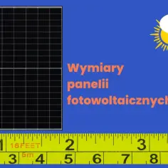 Miarka pokazuje wymiary paneli fotowoltaicznych. Logo OTOVO i słońce.