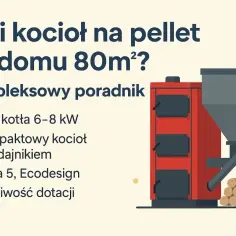 Ilustracja kotła na pellet z podajnikiem i stertą pelletu.